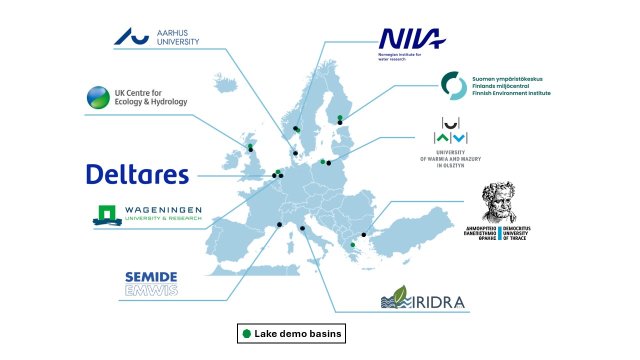 A graphical representation of Europe showing where the different partners in the project belong.